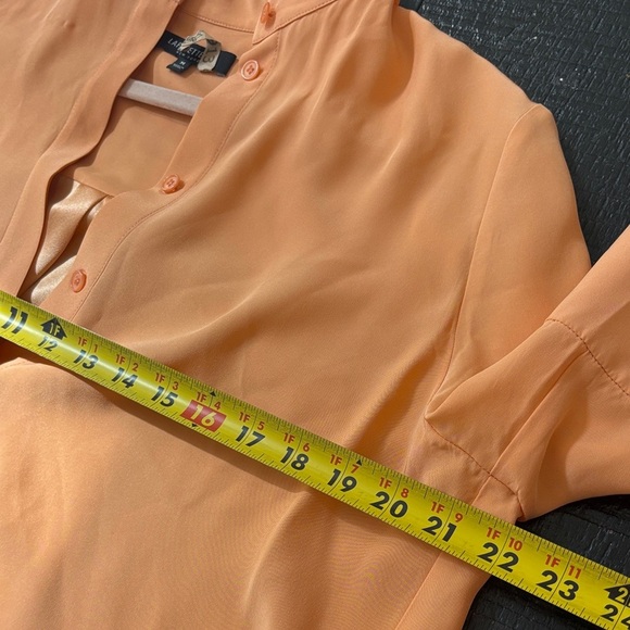 Lafayette Coral Orange Short Sleeve Button Down shirt size Medium - Picture 7 of 9